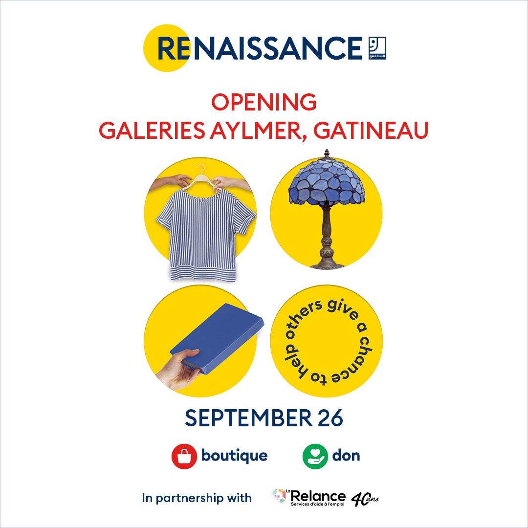 Affiche ouverture le 26 septembre Boutique Galeries Aylmer.
